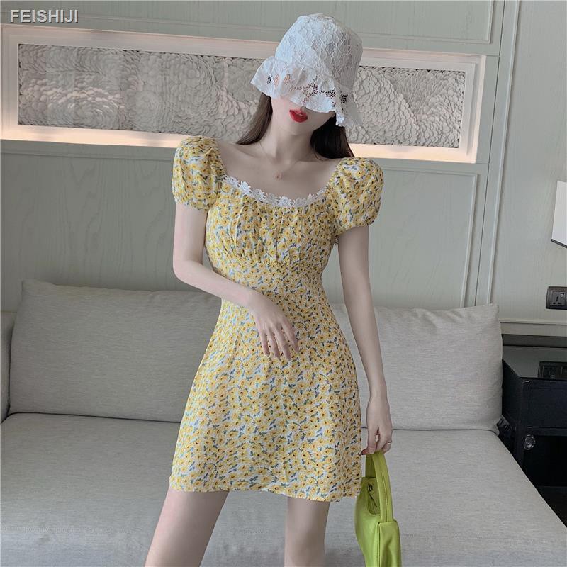 Đầm Nữ Ngắn Tay Cổ Vuông In Hoa Thời Trang 2020 | BigBuy360 - bigbuy360.vn