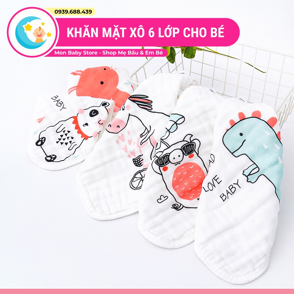 Khăn mặt cho bé cao cấp 6 lớp, khăn xô sữa mềm, dùng cho bé sơ sinh, bé đi học mầm non mẫu giáo, khăn xô cho bé