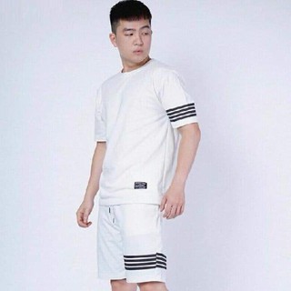 [ HOTTTTT ] Bộ Nam Hè đồ thể thao 4 sọc logo mặc nhà placse tay ngắn 2 màu đen xám S0