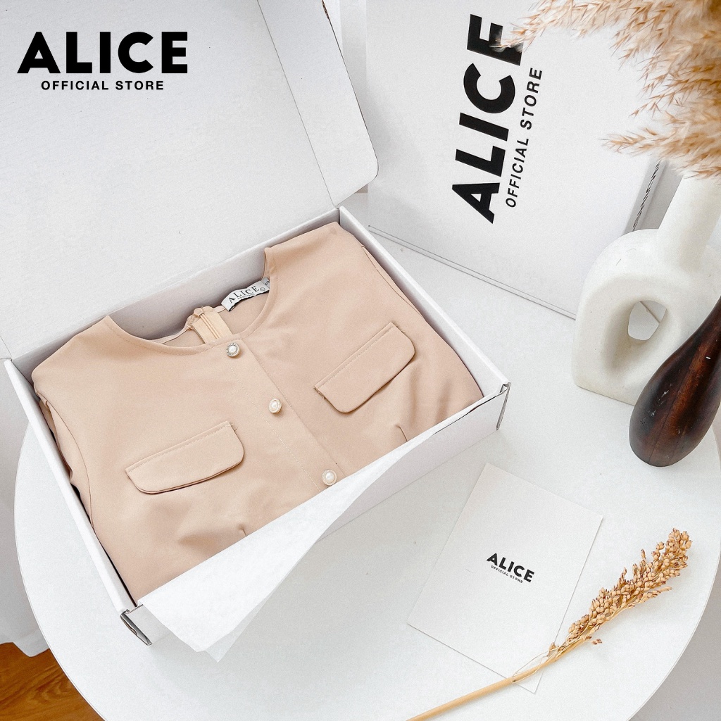 Đầm Công Sở Dáng Xòe ALICE V705, Đầm Thiết Kế Eo Bánh Bèo Dáng Sơ Mi Cổ Tròn Tay Ngắn Độc Đáo | BigBuy360 - bigbuy360.vn