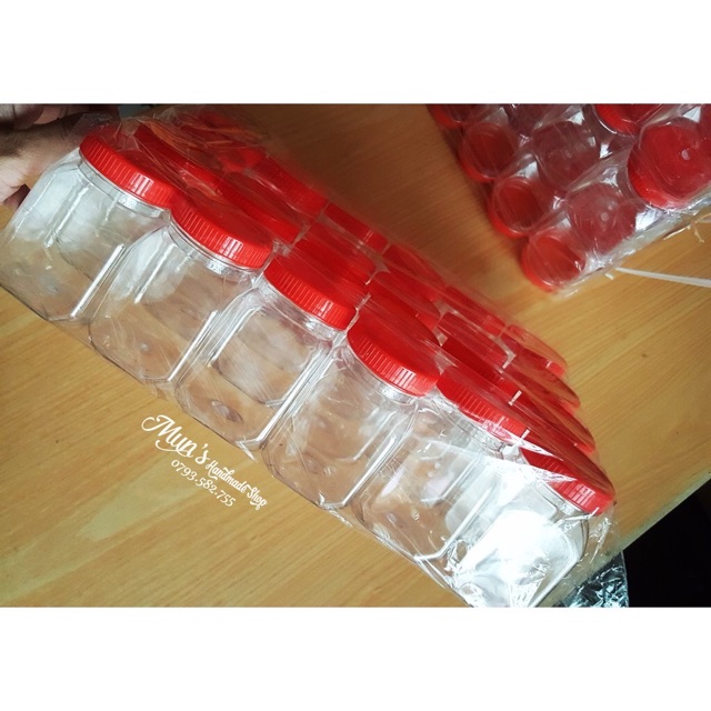 Hủ nhựa nhỏ lnắp đỏ 24 hủ muối tôm
