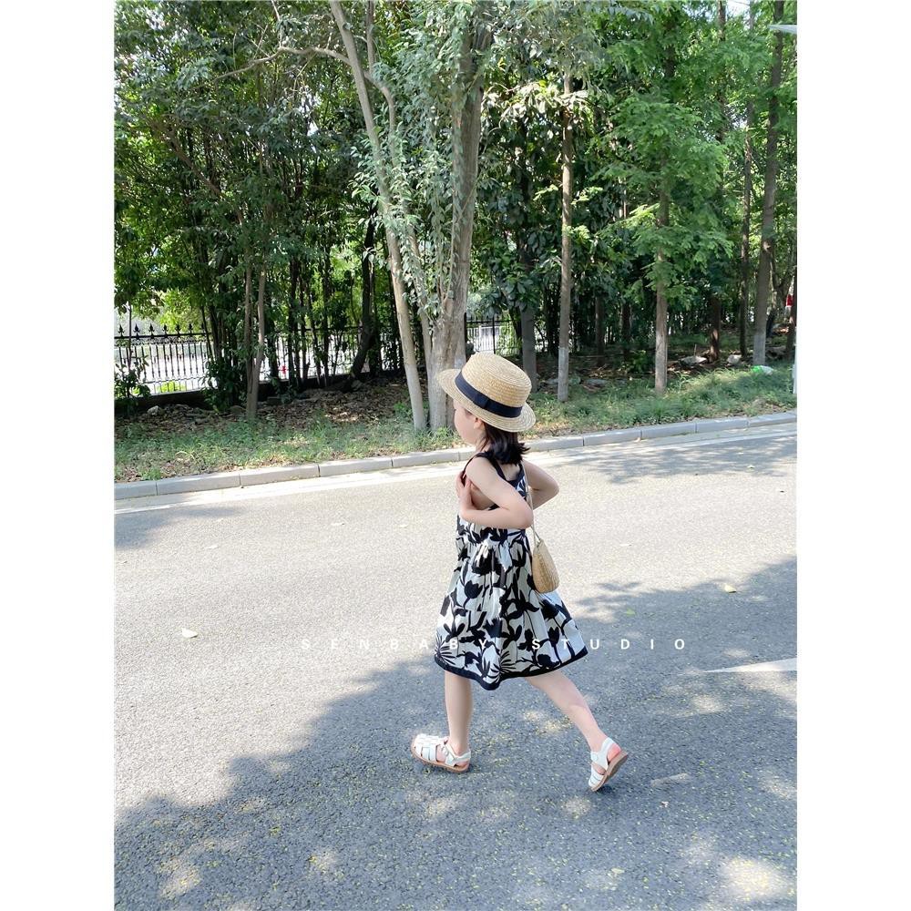 Đầm Hai Dây Mùa Hè 2021 Phong Cách Graffiti Họa Tiết Hoa Đơn Giản Hợp Thời Trang Cho Bé Gái 5