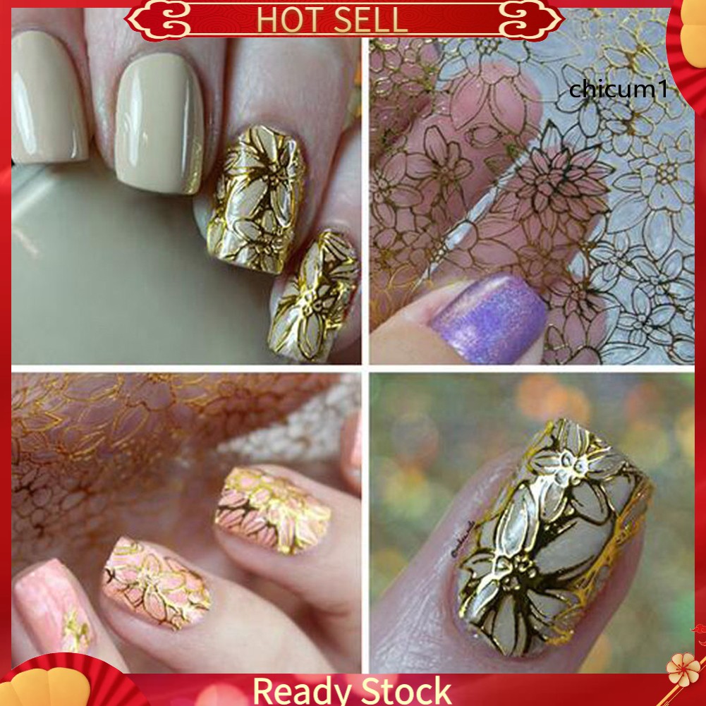 [Hàng mới về] Tờ nhãn dán họa tiết hoa nổi 3D trang trí móng tay