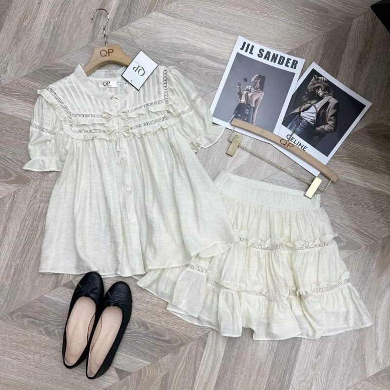 Set áo sơmi tiểu thư kèm chân váy QP closet