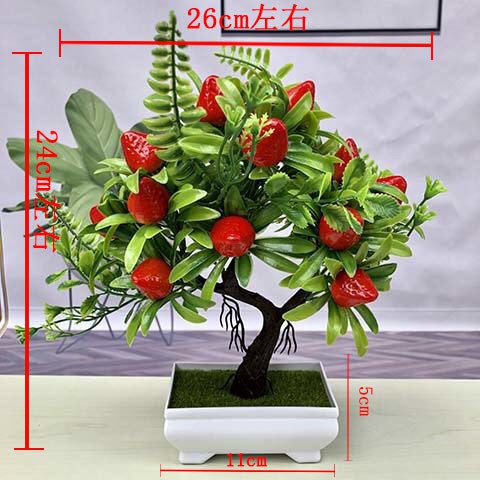 Chậu cây bonsai giả có quả VI040 (nhiều loại quả để chon, kèm chậu), cây hoa giả trang trí