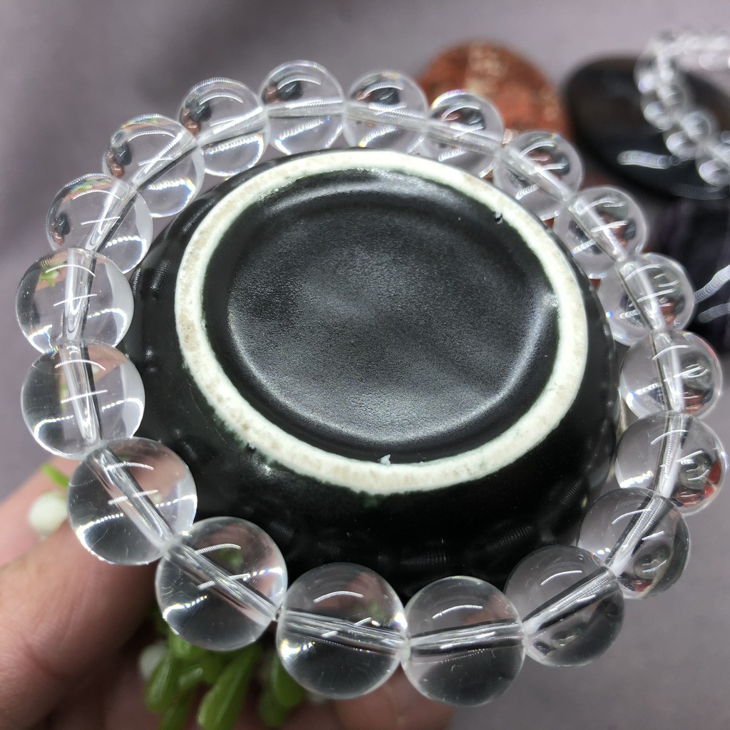 Vòng Tay Chuỗi Hạt Đá Thạch Anh Màu Trắng Kích Thước 6 / 8 / 10 / 12mm