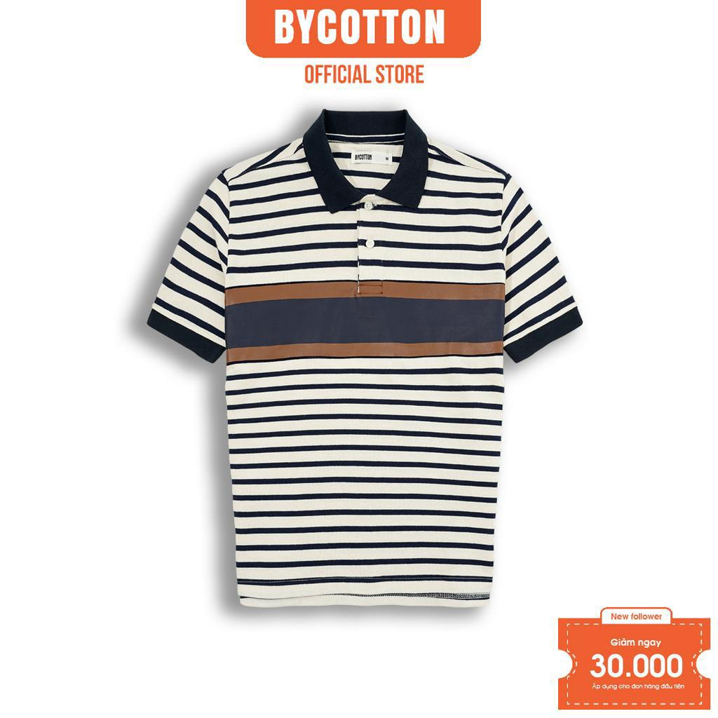 Áo Thun Polo Nam Cổ Bẻ Sọc BY COTTON Navy Single With STRIPES PRINTED Polo
