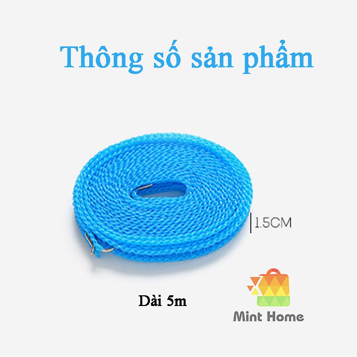 Dây treo quần áo, dây phơi đồ, quần áo thông minh đa năng dài 5m