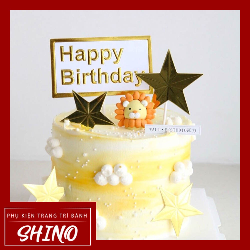 Đồ chơi sư tử vàng trang trí bánh kem