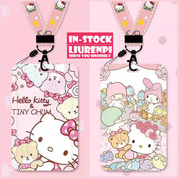 HELLO KITTY Dây Đeo Thẻ Họa Tiết Hoạt Hình Dễ Thương Hello kitty Card Holder cartoon With Lanyard Neck Strap Card  Holder Daisy Cute card holder lanyard kids personalised plastic korean