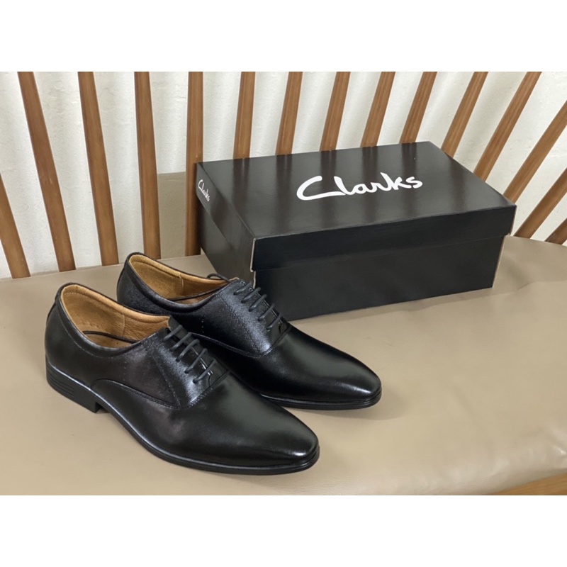 Giày Tây Clarks cột dây phối da nhám và bóng