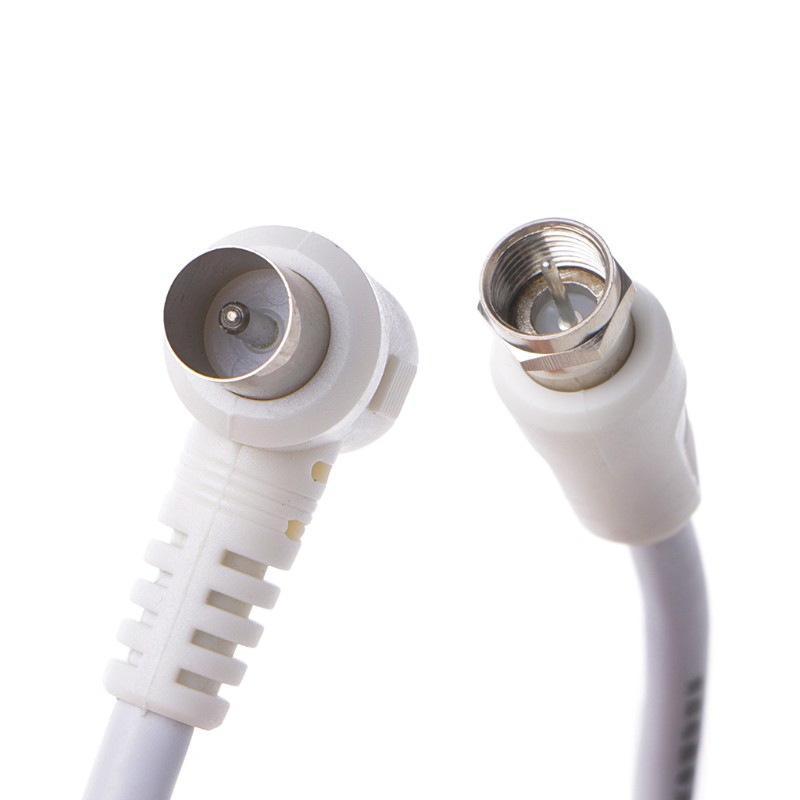Dây cáp dành cho ăng ten vệ tinh màu trắng giắc cắm 9.5mm cong 90 độ thành cổng cắm kiểu F