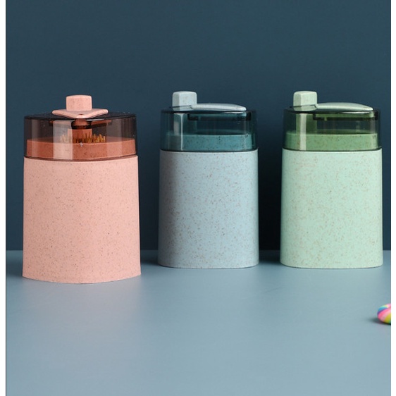 Hộp Đựng Tăm Lúa Mạch Thông Minh Có Nút Bấm Tự Động