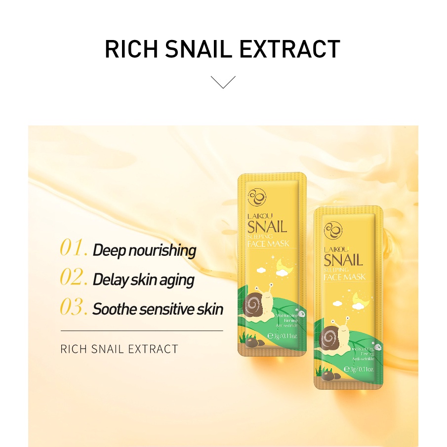 Laikou Mặt Nạ Ngủ Dưỡng Ẩm Và Làm Sáng Da Từ Hoa Anh Đào / Trà Xanh / Ốc Sên / Ốc Sên / Biển 3g