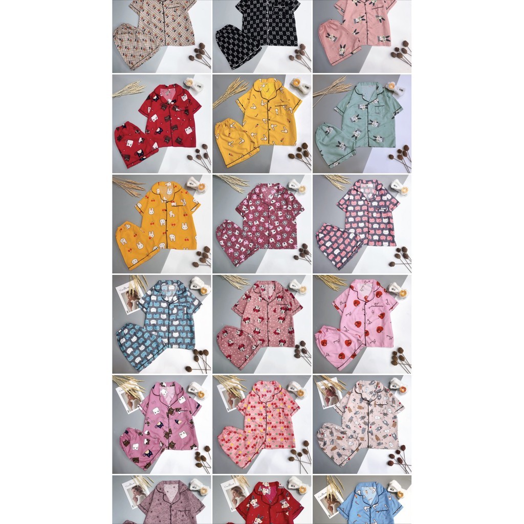 Bộ ngủ quần cộc áo cộc pijama kate thái cực hot hit bộ pyjama bộ pizama