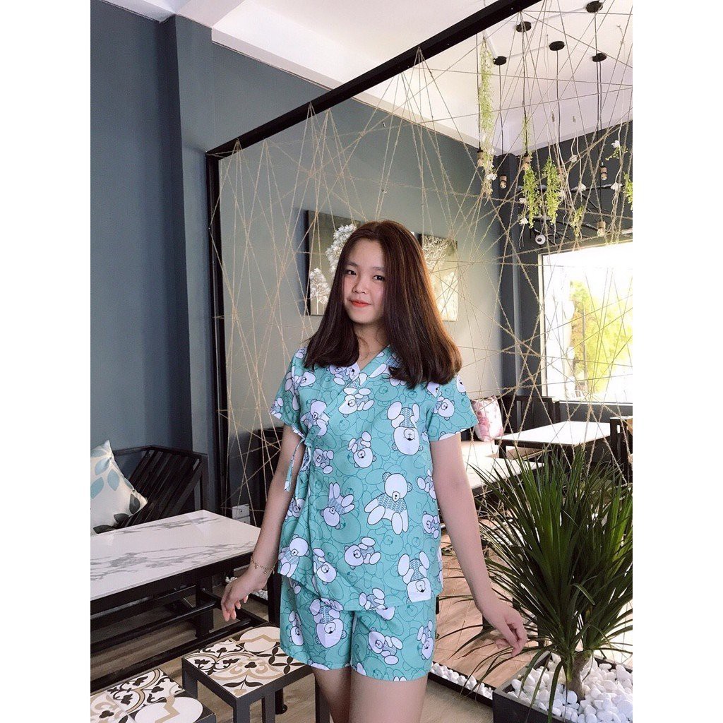 Bộ Quần Ấo Thun Ngắn Tay Kimono 🎁 Nana's House - FREESHIP 🎁 Set mặc nhà nữ mùa hè short lửng và áo buộc nơ HOT