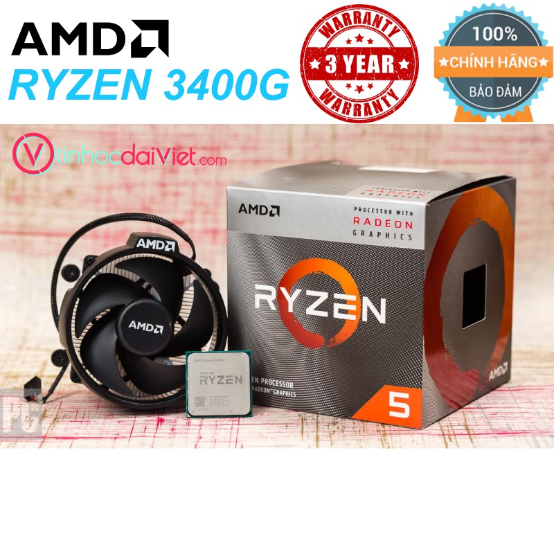 CPU AMD Ryzen 5 3400G /6MB /3.7GHz /4 nhân 8 luồng