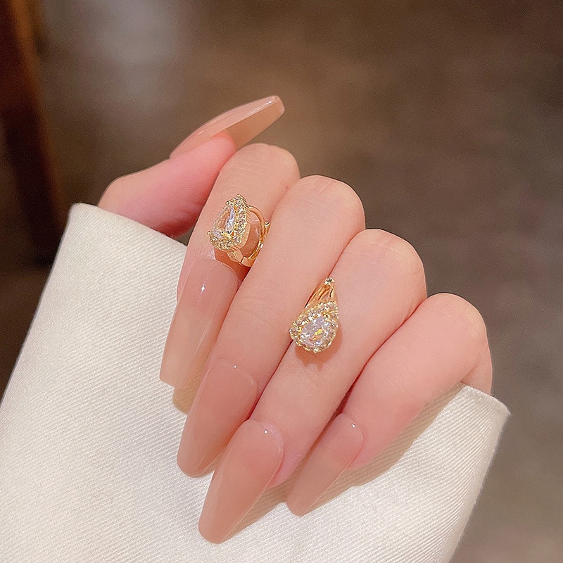 Bông Tai Mạ Bạc 925 Hình Trái Tim Đính Đá Zircon Sang Trọng