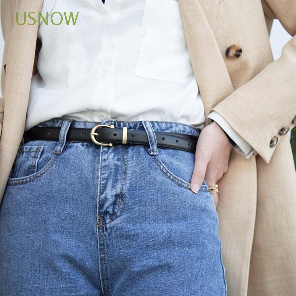 Thắt Lưng Da Bò Phối Hợp Kim Mỏng Tinh Tế Chất Lượng Cao Phong Cách Hàn Quốc Cho Nữ