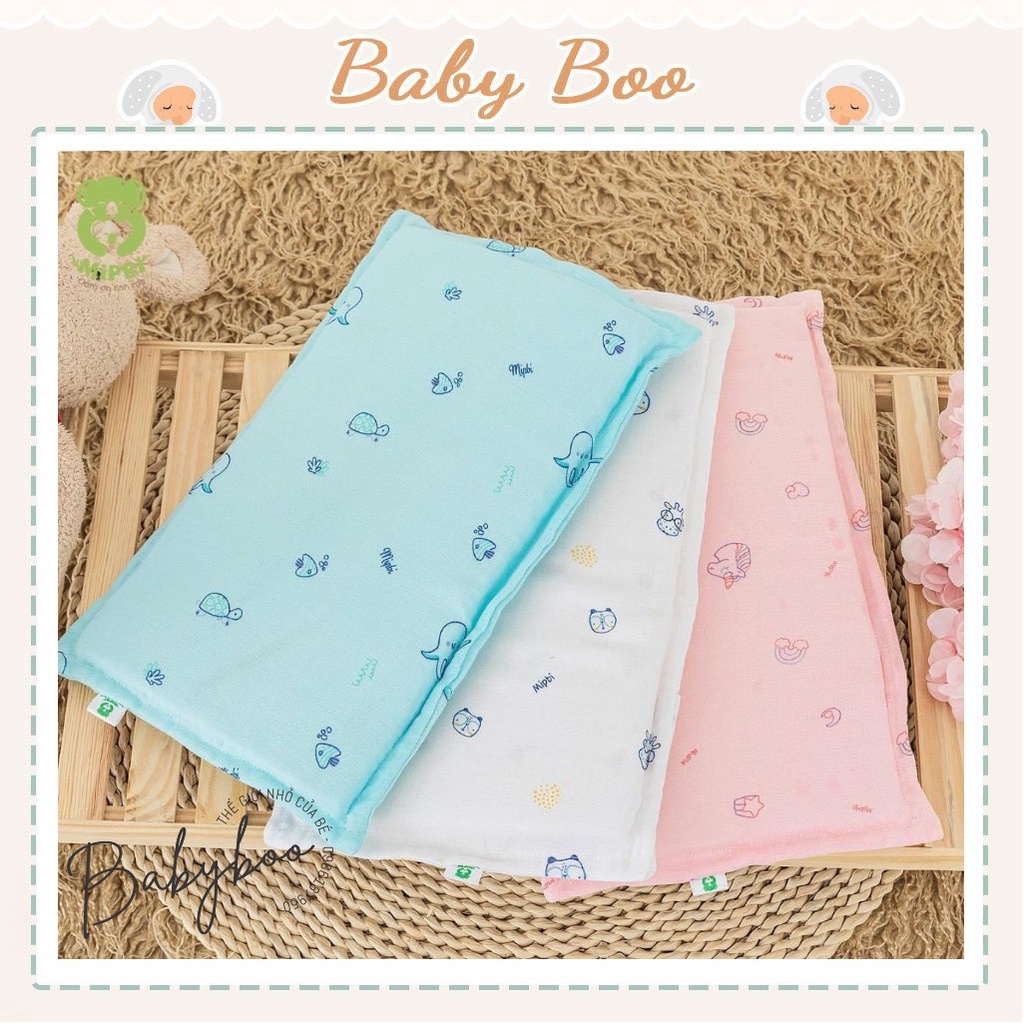 Gối cao su non Mipbi có lỗ thông hơi thoáng khí ( tặng kèm vỏ gối) [ babyboo]