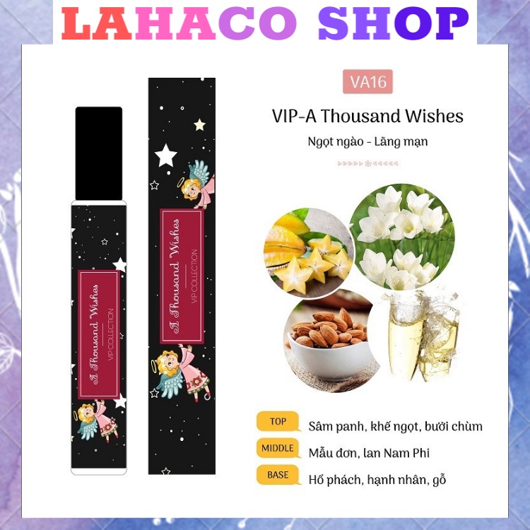 Tinh dầu nước hoa nữ thơm lâu mini chính hãng giá rẻ A THOUSAND WISHEST dầu thơm Pháp Lahaco Shop