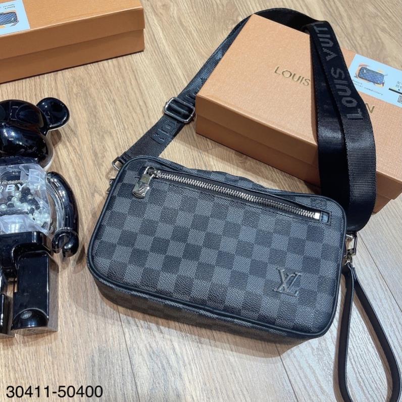 Túi Đeo Chéo L.V Hoa Đen FullBox - Túi Đeo Chéo LV Caro Đen Siêu Cấp Cho Nam