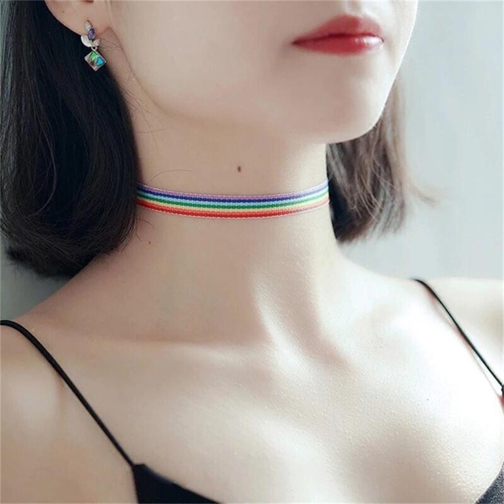 Vòng Cổ Choker Màu Sắc Cầu Vồng 1.5cm Cho Nam Và Nữ