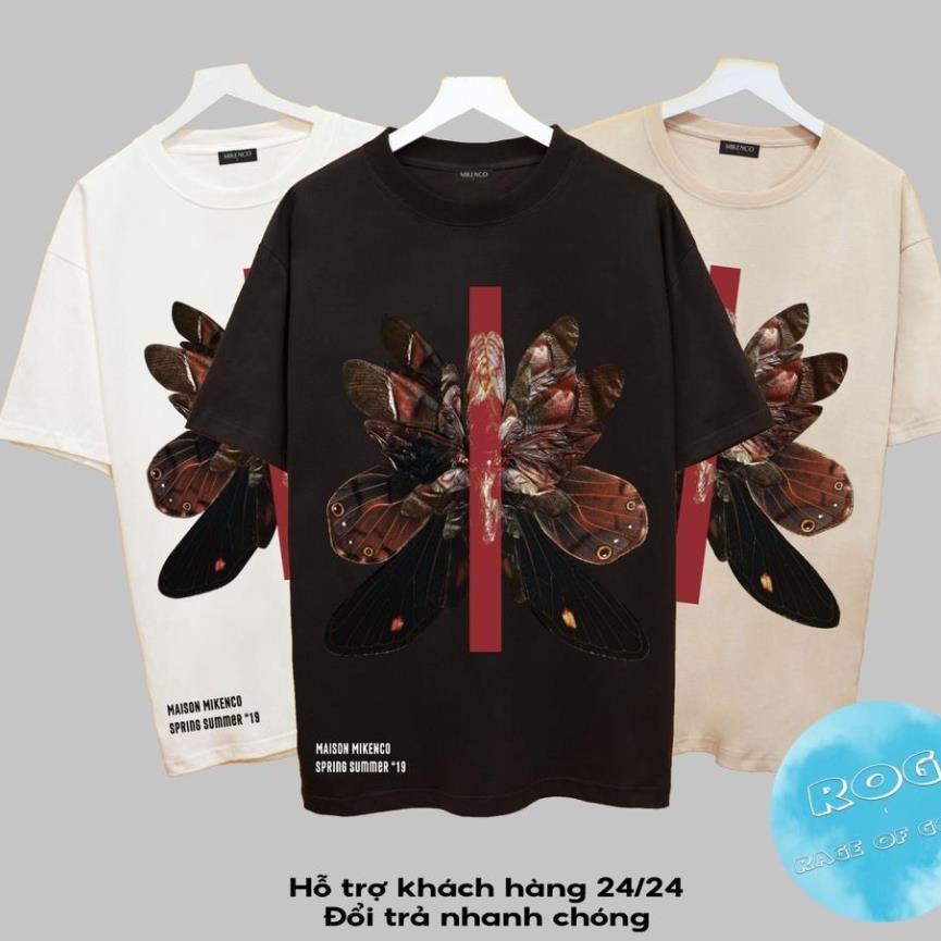 Áo thun tay lỡ MIKENCO Bướm Streetwears SG , Áo thun unisex nam nữ from rộng oversize chất liệu cotton