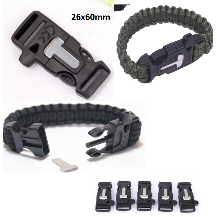 khóa paracord có còi & dao làm vòng tay sinh tồn