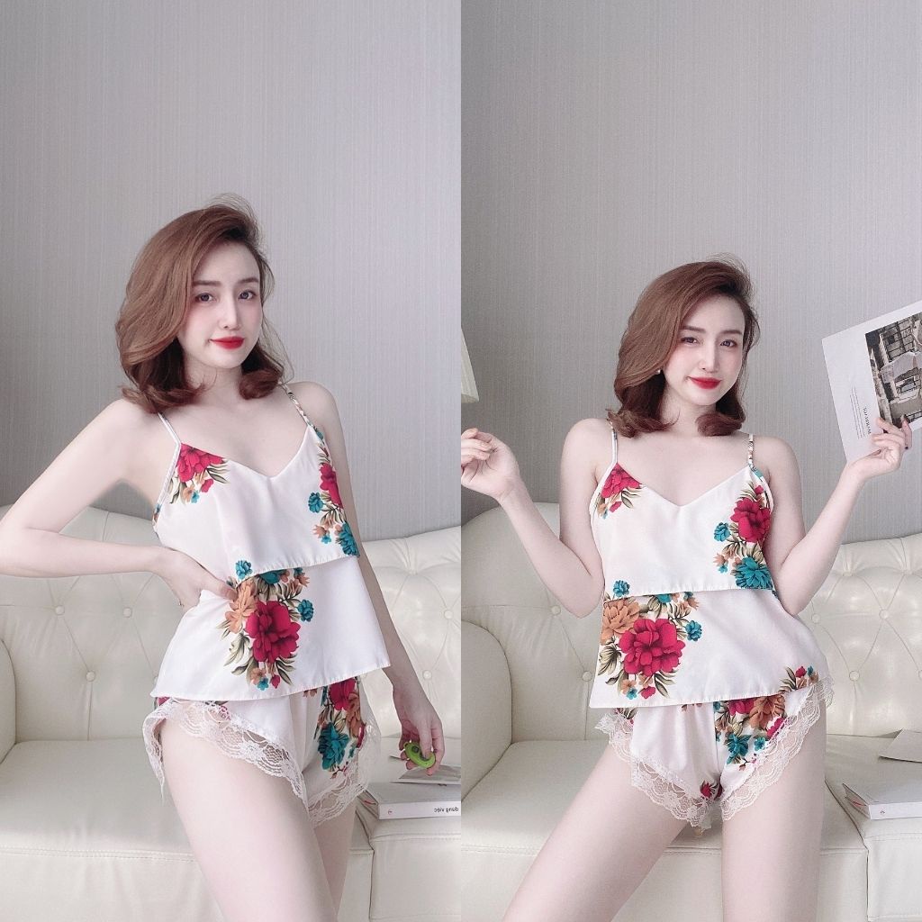 Đồ Ngủ Nữ, Đồ Ngủ Sexy lụa cao cấp mềm mại xinh xắn &lt; 60KG