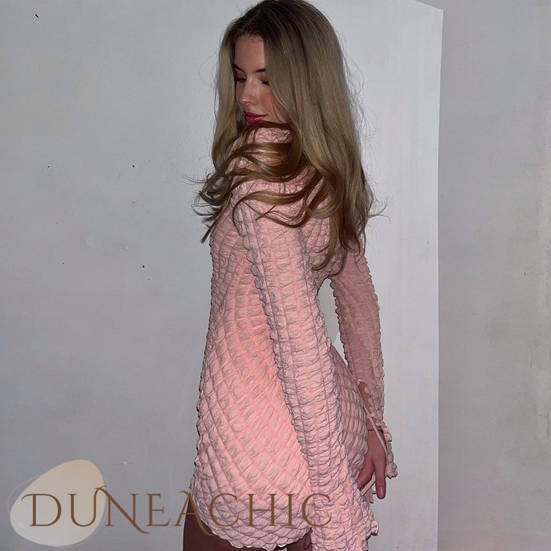 DUNEA Đầm tay dài cổ tròn thời trang dành cho nữ