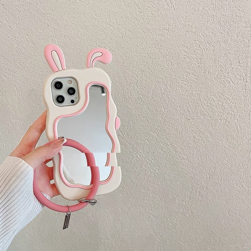 Ốp Điện Thoại Silicon Chống Rơi Gắn Gương Hình Thỏ Cho Iphone 14proamx 12 pro max 11 pro max xs max xr x 13Proax plus 7p