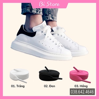 [𝗕𝗮́𝗻 𝘁𝗵𝗲𝗼 𝗰𝗮̣̆𝗽] Dây giày MCQ bản to màu trắng, đen dẹt rộng 1,5cm dài 120cm [𝗕𝗮́𝗻 𝘁𝗵𝗲𝗼 𝗰𝗮̣̆𝗽]