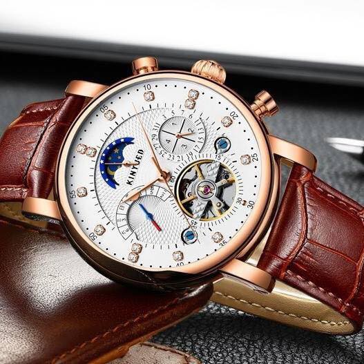 Đồng hồ nam cơ dây da KINYUED automatic-FULL kim đẳng cấp