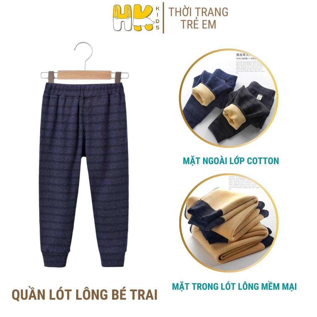 Quần lót lông cho bé trai từ 1 đến 10 tuổi, quần nỉ chất cotton dày dặn lớp lót nhung mềm mại  - HK KIDS