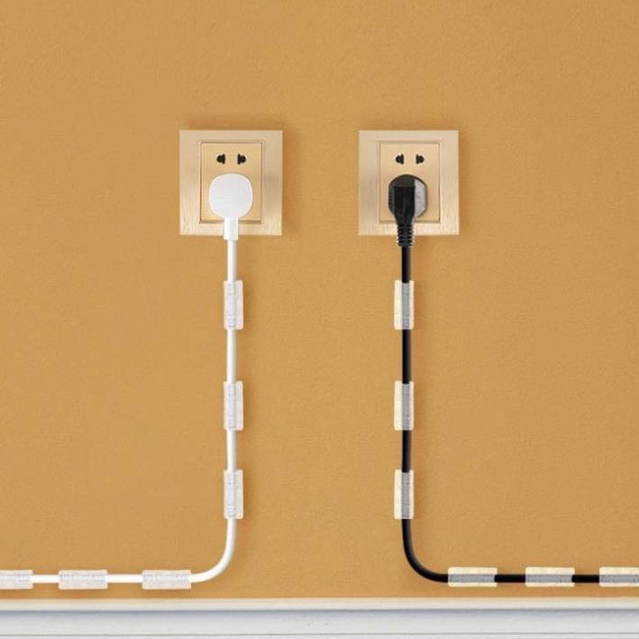 Nẹp dây điện dán tường treo giữ cố định cáp sạc thông minh, bộ kẹp đi dây điện 20 cái có keo 3M𝐅𝐑𝐄𝐄 𝐒𝐇𝐈𝐏