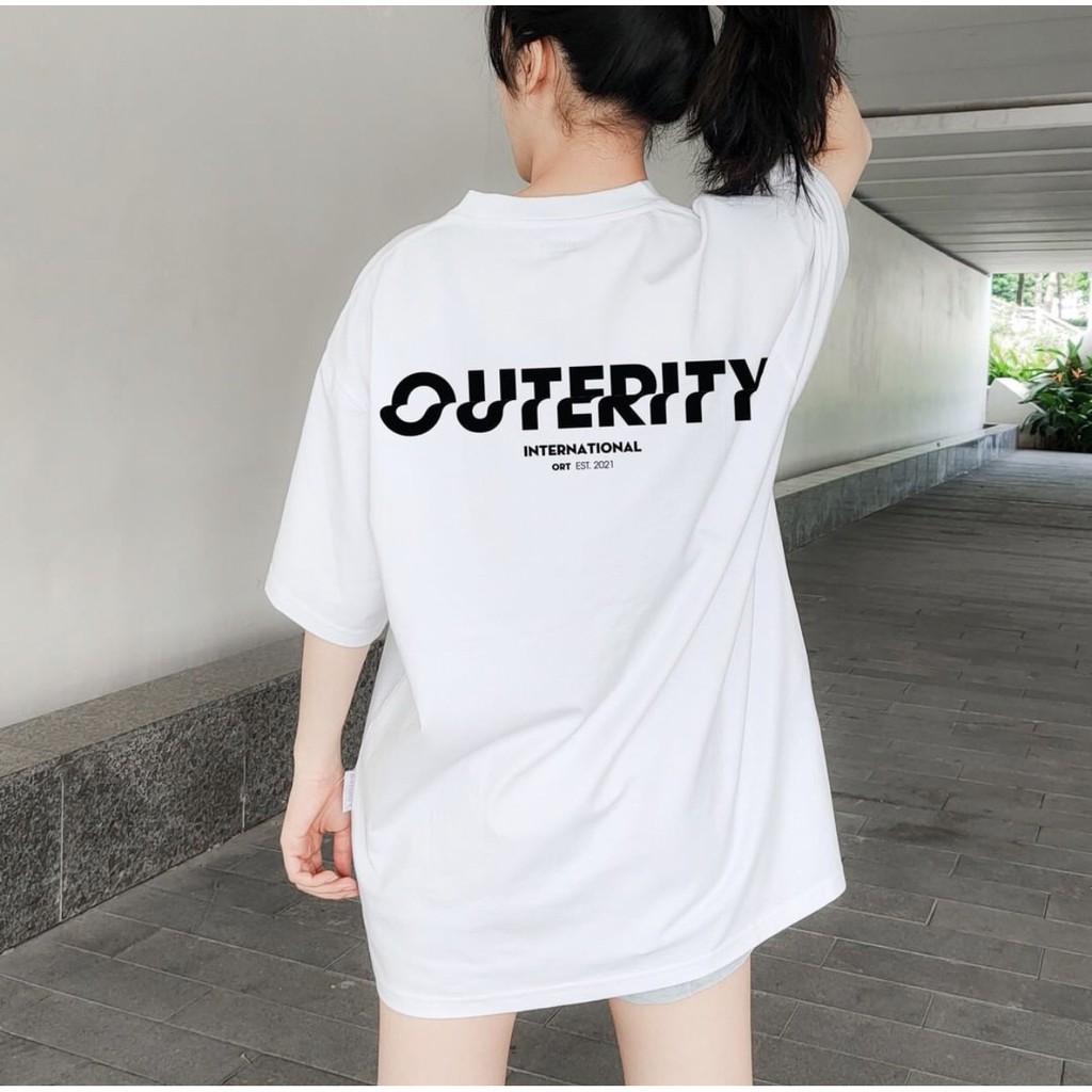 Áo thun nữ mẫu OUTERITY gam màu basic đen và trắng - chất vải cotton - form áo tay lỡ unisex MAYLANSTORE