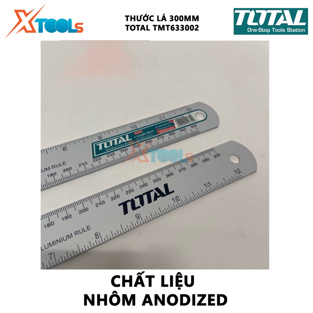 Thước đo TOTAL TMT633002 | thước lá Chiều dài 30cm, Chiều rộng 3cm, Chất liệu nhôm anodized, Tỷ lệ chính xác 0,7mm / m [