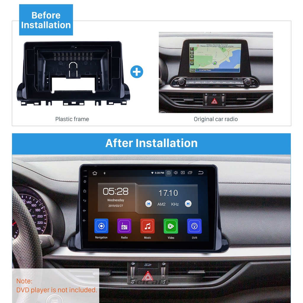 Mặt dưỡng màn hình DVD android 9” 10” KIA CERATO ( KIA CERATO NEW ) 2018 2019 2020 2021 Jack nguồn Zin