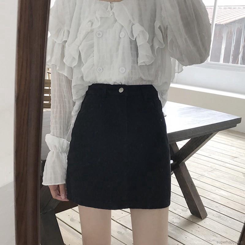 Chân Váy Denim Chữ A Lưng Cao Màu Trơn