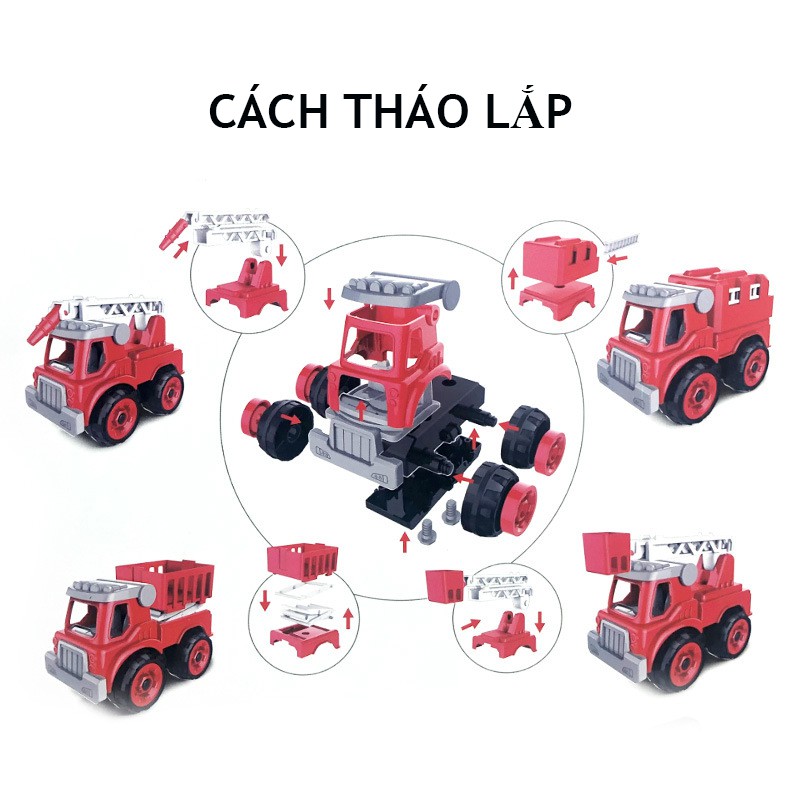 Bộ đồ chơi xe công trường nhiều mẫu, nhiều màu lựa chọn, tháo lắp dễ dàng cho bé