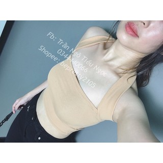 Áo croptop cổ yếm hở lưng basic vải đẹp