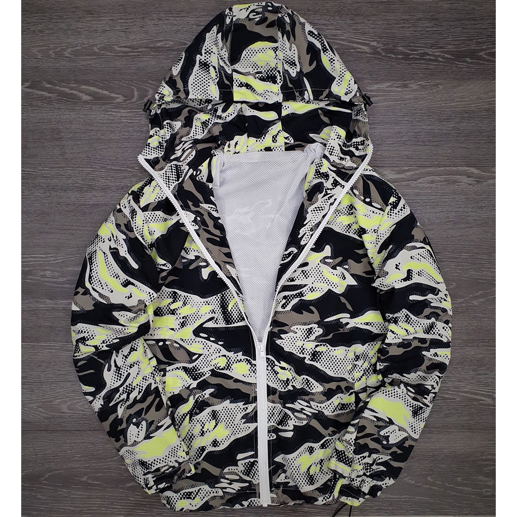 Áo Khoác Dù 2 Lớp Họa Tiết Camo Dạ Quang Chống Nắng Có Nón Nam , Nữ