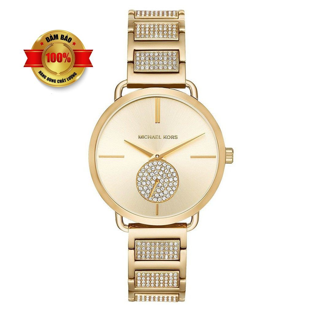 Đồng Hồ Nữ Michael Kors MK3852 - Đính Pha Lê Mặt Số Phụ Vị Trí 6 Giờ Thu Hút