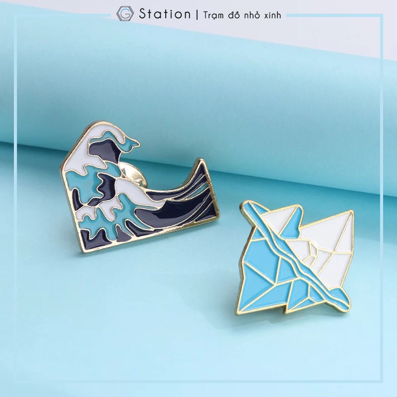 Pin cài áo tảng băng trôi/ sóng biển đại dương - GC025