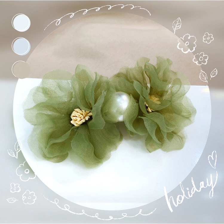 Kẹp Tóc Vải Lưới Phối Nơ Thời Trang Mùa Hè Xinh Xắn Cho Nữ