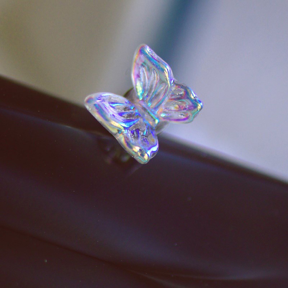 Khuyên tai thép titan họa tiết bướm trong suốt thời trang cho nữ