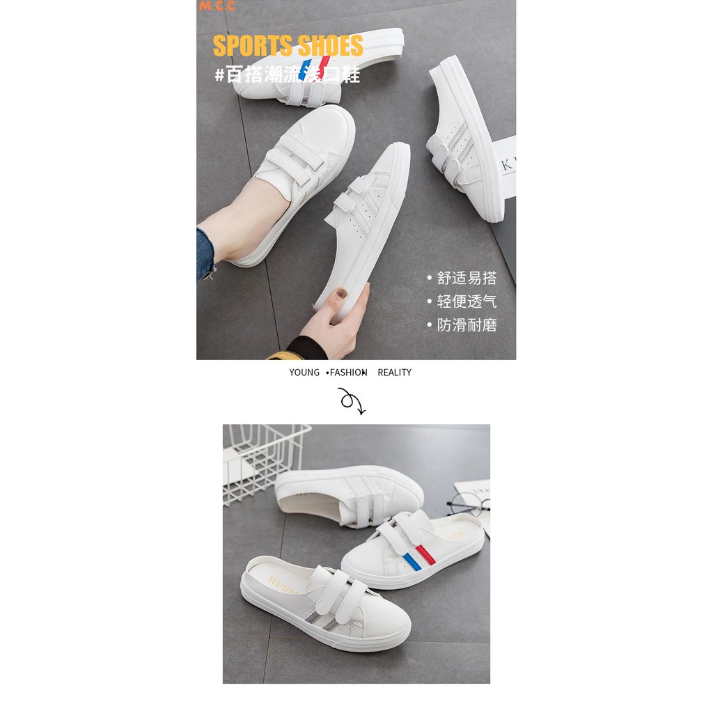 Giày thể thao thiết kế đế bằng hở gót phong cách trẻ trung cho nữ | BigBuy360 - bigbuy360.vn