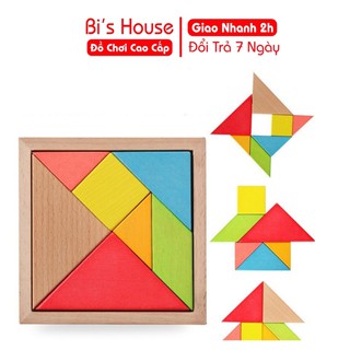 Xếp hình trí uẩn phát triển tư duy sáng tạo - đồ chơi gỗ Bi House