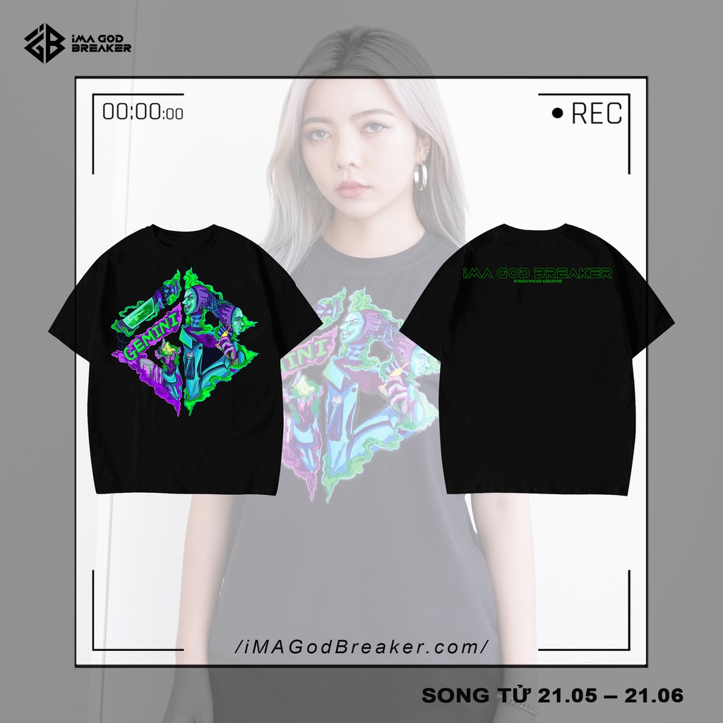 Áo Thun kiểu Unisex Cung Hoàng Đạo Song Tử  form rộng local brand iMA God Breaker (iGB-Gemini Tee)